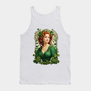 Irish Woman Shamrock St. Patrick's Day retro vintage floral Tank Top